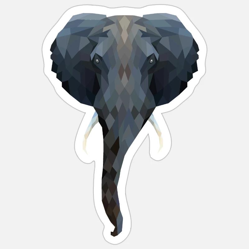 Elephant Head - Low Poly Art. Sticker size S (10 x 10 cm)