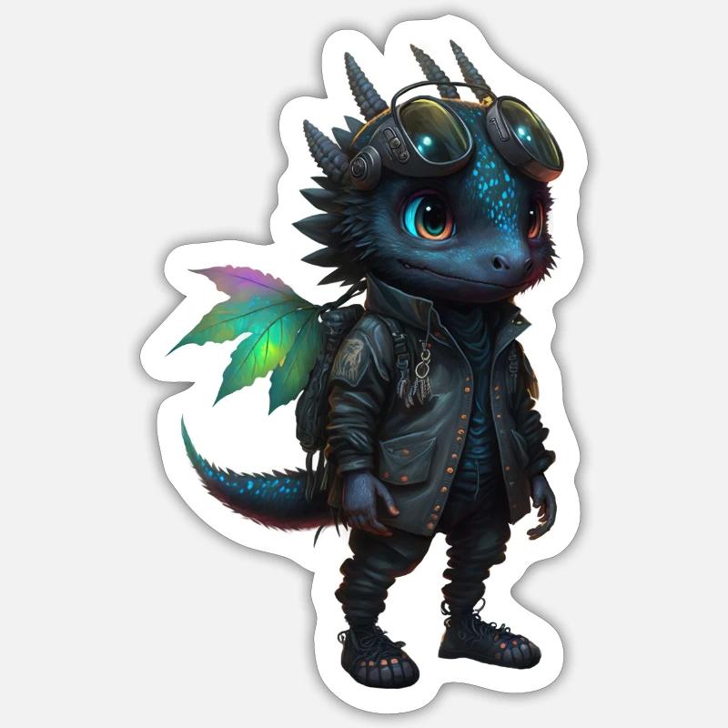 Rainbow Dragon - Sticker Größe S (10 x 10 cm) - Mattweiß