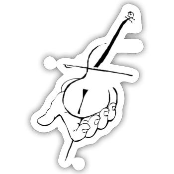 Cello in der Hand - Sticker Größe S (10 x 10 cm) - Mattweiß - Vorne