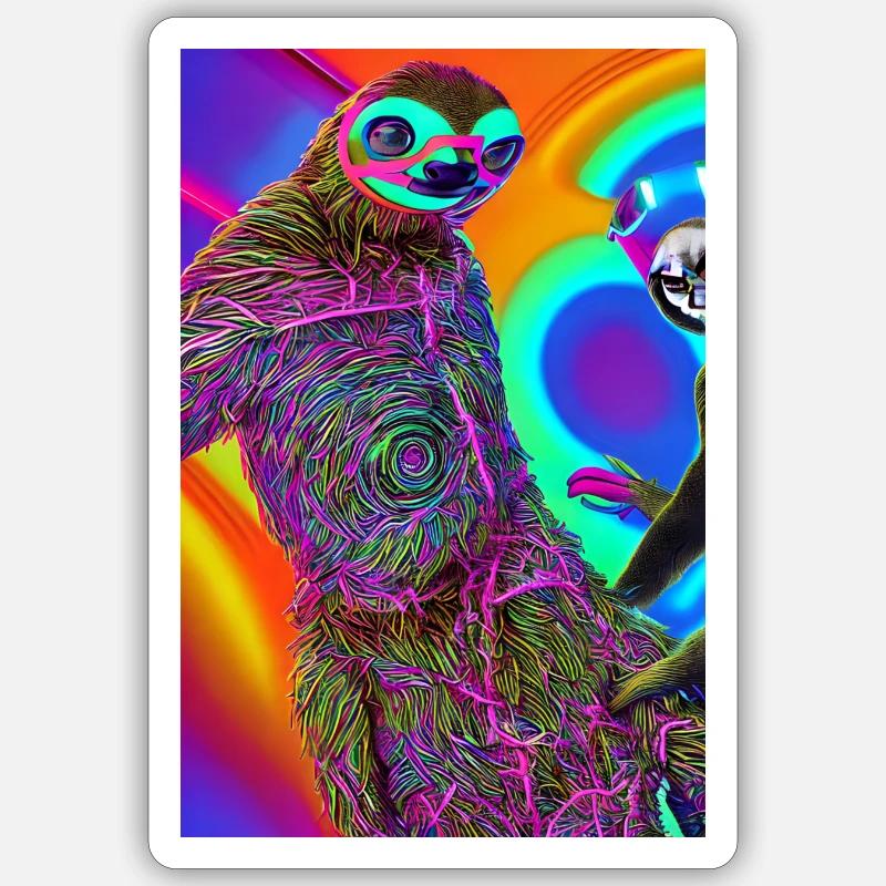 Psychedelic Sloth 2 - Sticker size S (10 x 10 cm) - white matte