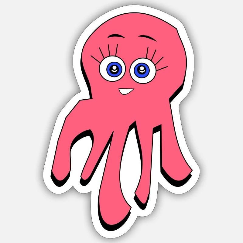 Rosa Krake Sticker Größe S (10 x 10 cm)