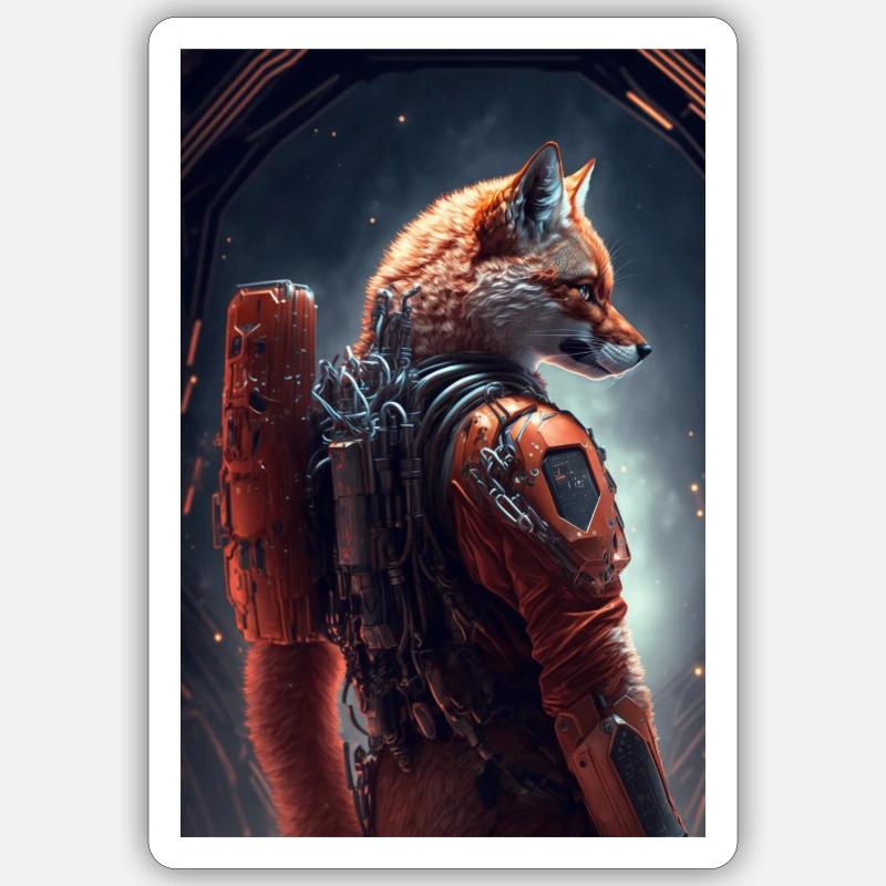Renard dans l’espace Sticker taille S (10 x 10 cm)