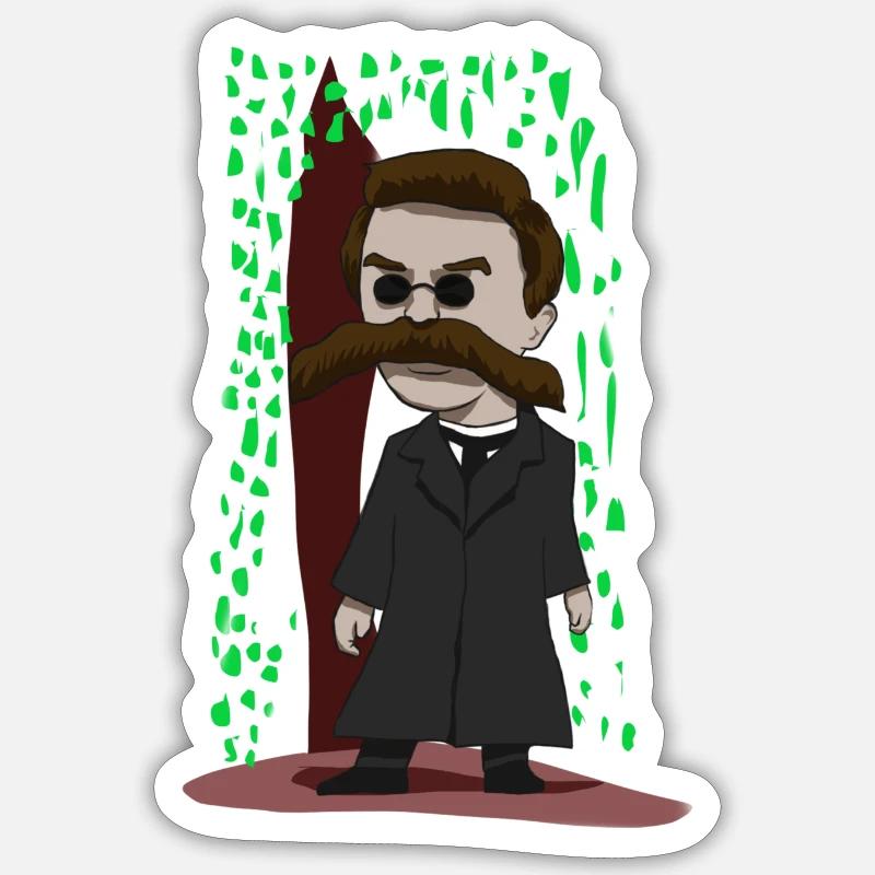 Nietzsche der Matrix - Sticker Größe S (10 x 10 cm) - Mattweiß