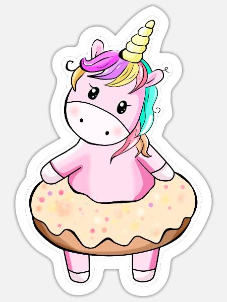 Niedliches Einhorn Sticker Aufkleber - Sticker Größe S (10 x 10 cm) - Mattweiß