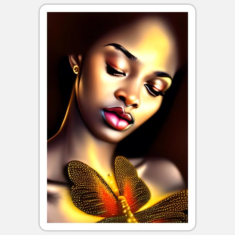 Lady Buttlerfly - Sticker taille S (10 x 10 cm) - blanc mat