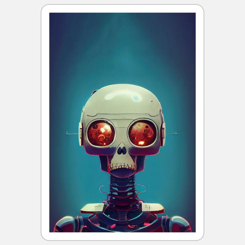 Robot 02 - Sticker taille S (10 x 10 cm) - blanc mat