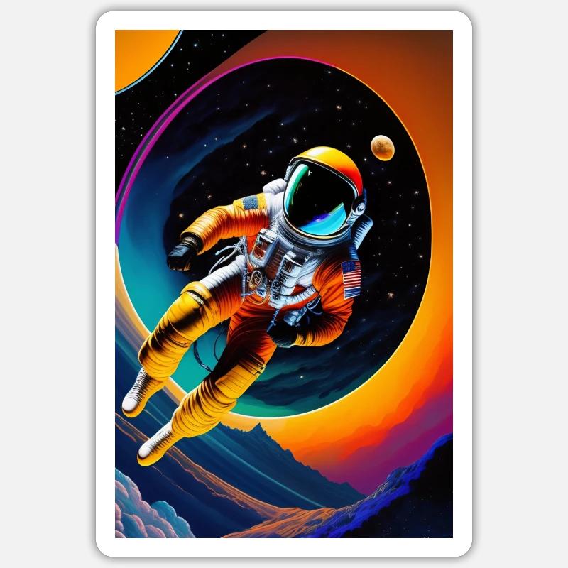Floating astronaut - Sticker size S (10 x 10 cm) - white matte