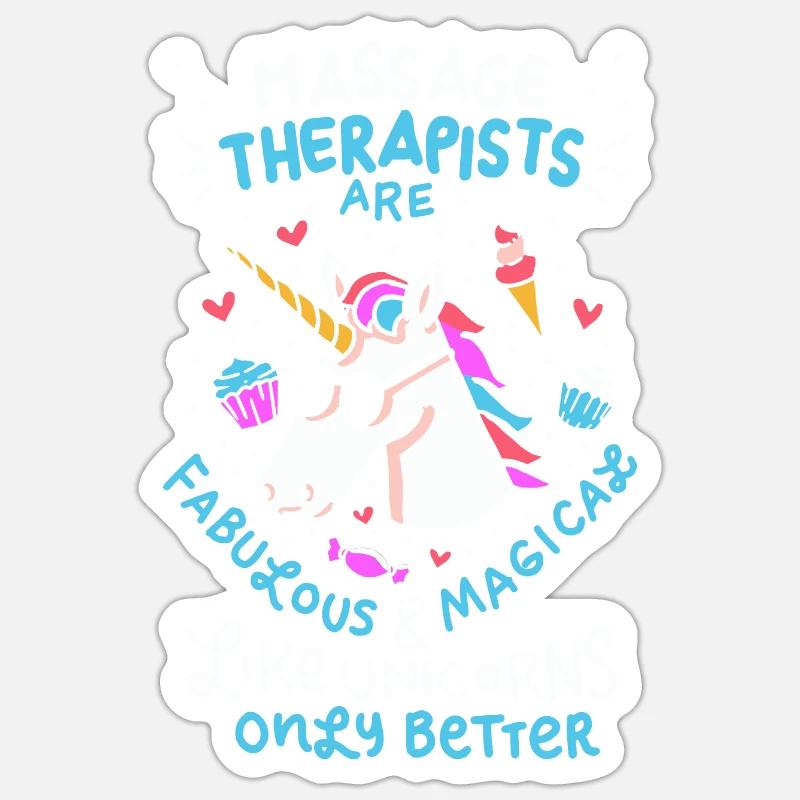 Massage Therapeut Spruch Massagetherapeut Einhorn - Sticker Größe S (10 x 10 cm) - Mattweiß