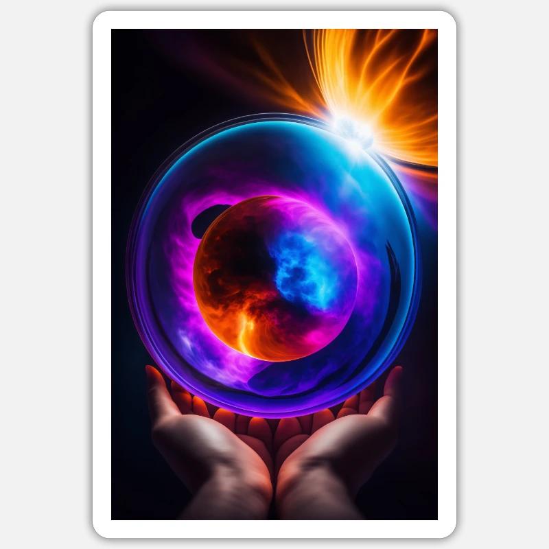 Lichtkugel auf Händen - Sticker Größe S (10 x 10 cm) - Mattweiß