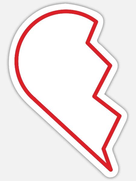 halbes Herz (1/2) - Geschenkidee - Soulmate - Sticker Größe S (10 x 10 cm) - Mattweiß