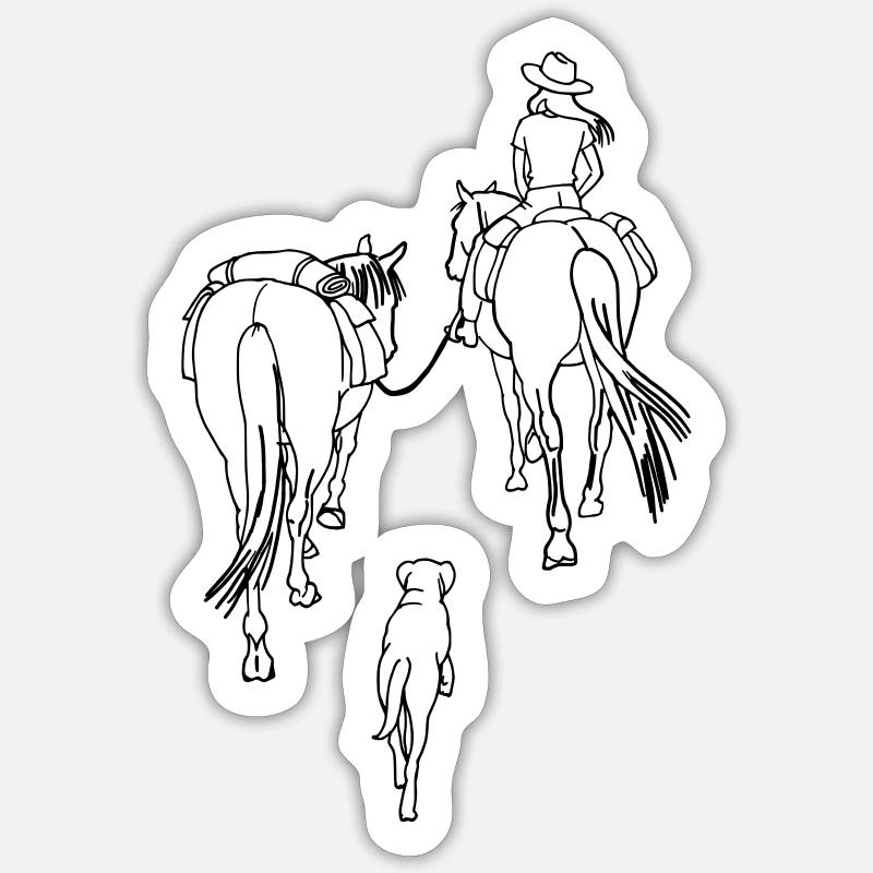 Wanderreiterin hell - Sticker Größe S (10 x 10 cm) - Mattweiß