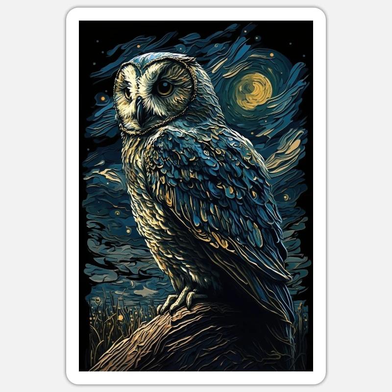 Eule - Sticker Größe S (10 x 10 cm) - Mattweiß