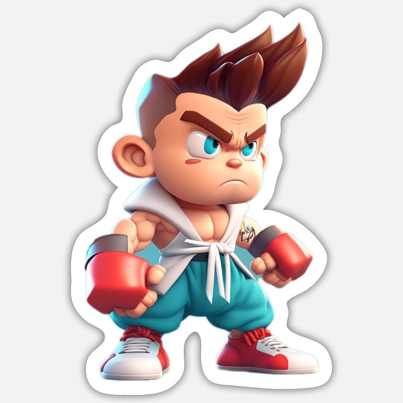 Combattants en gants de boxe rouges Sticker taille S (10 x 10 cm)