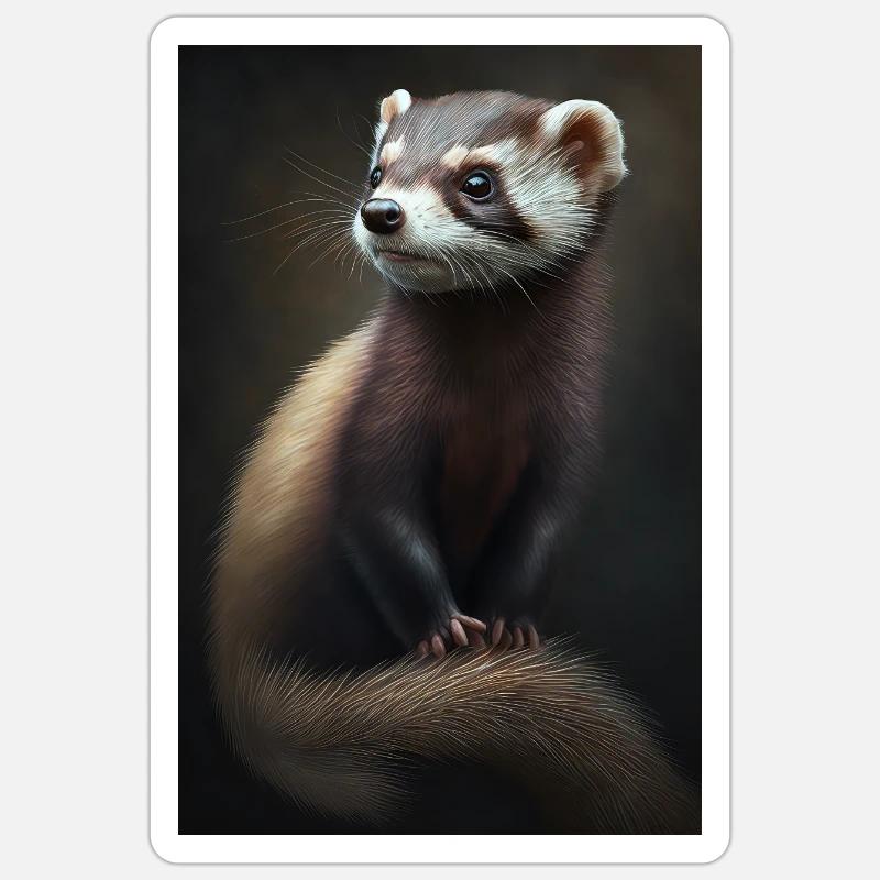 Frettchen Süß - Sticker Größe S (10 x 10 cm) - Mattweiß
