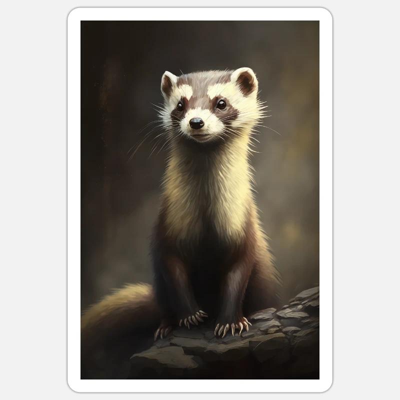 furet mignon portrait - Sticker taille S (10 x 10 cm) - blanc mat