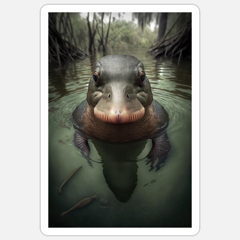 Ornithorynque Sticker taille S (10 x 10 cm)