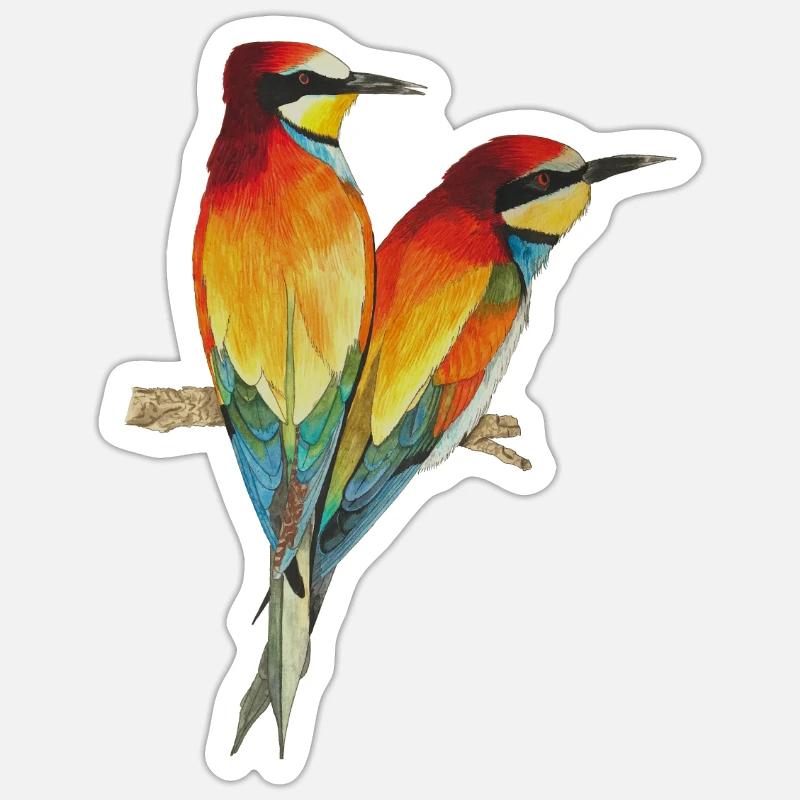 Guêpiers Oiseaux Oiseau de paradis Merops apiaster - Sticker taille S (10 x 10 cm) - blanc mat