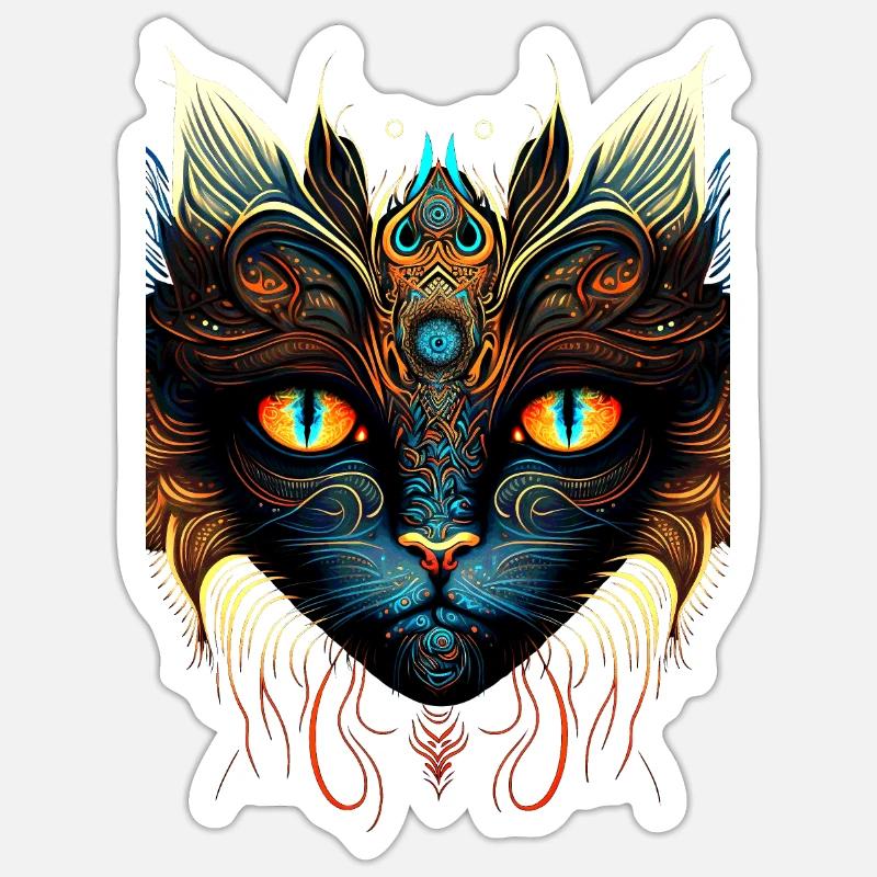 Kosmische Katze - Sticker Größe S (10 x 10 cm) - Mattweiß