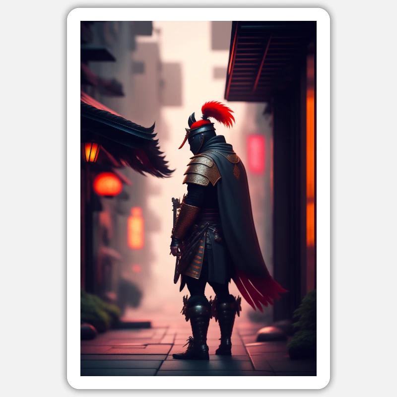 Samurai - Sticker Größe S (10 x 10 cm) - Mattweiß