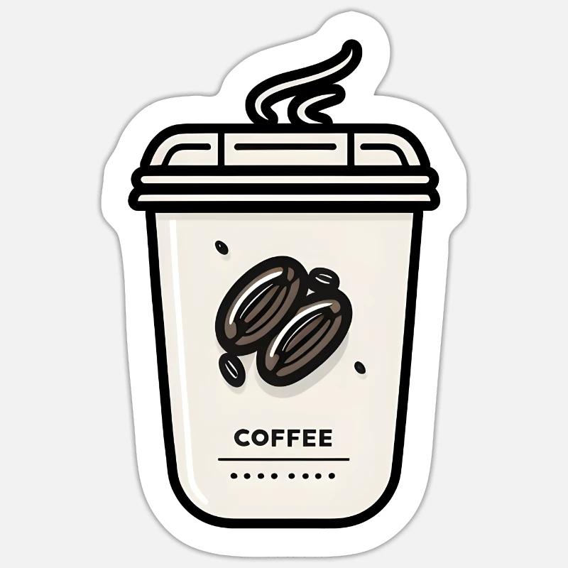 Kaffee Becher - Sticker Größe S (10 x 10 cm) - Mattweiß
