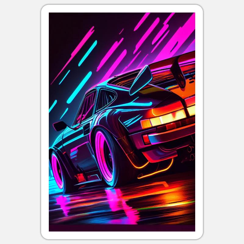 RetroWave 03 - Sticker taille S (10 x 10 cm) - blanc mat