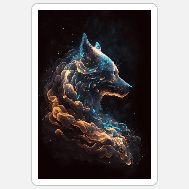 Galaxy Wolf Sticker Größe S (10 x 10 cm)