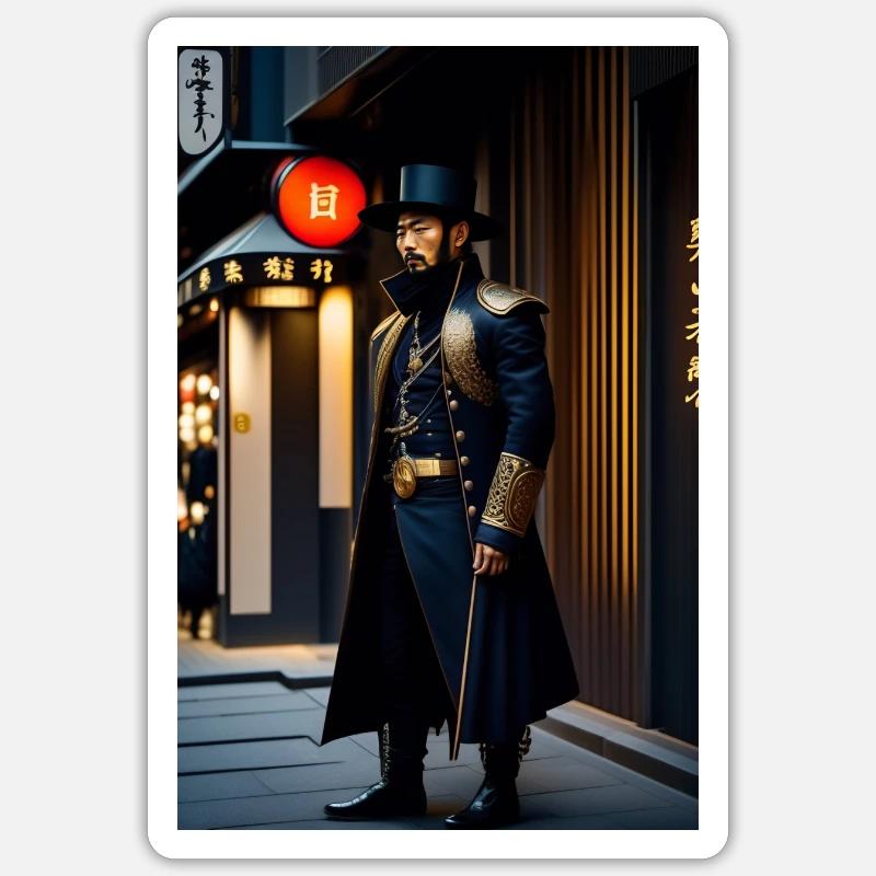 Samurai der Zukunft - Sticker Größe S (10 x 10 cm) - Mattweiß