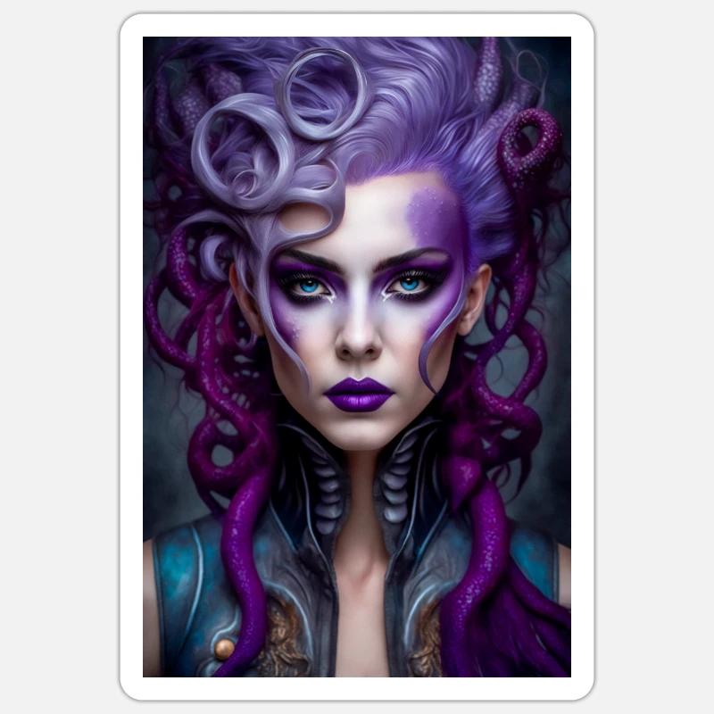 Ursula octop 1 - Sticker Größe S (10 x 10 cm) - Mattweiß