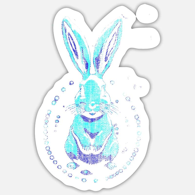 home Blue Art Easter Rabbit Sticker size S (10 x 10 cm)