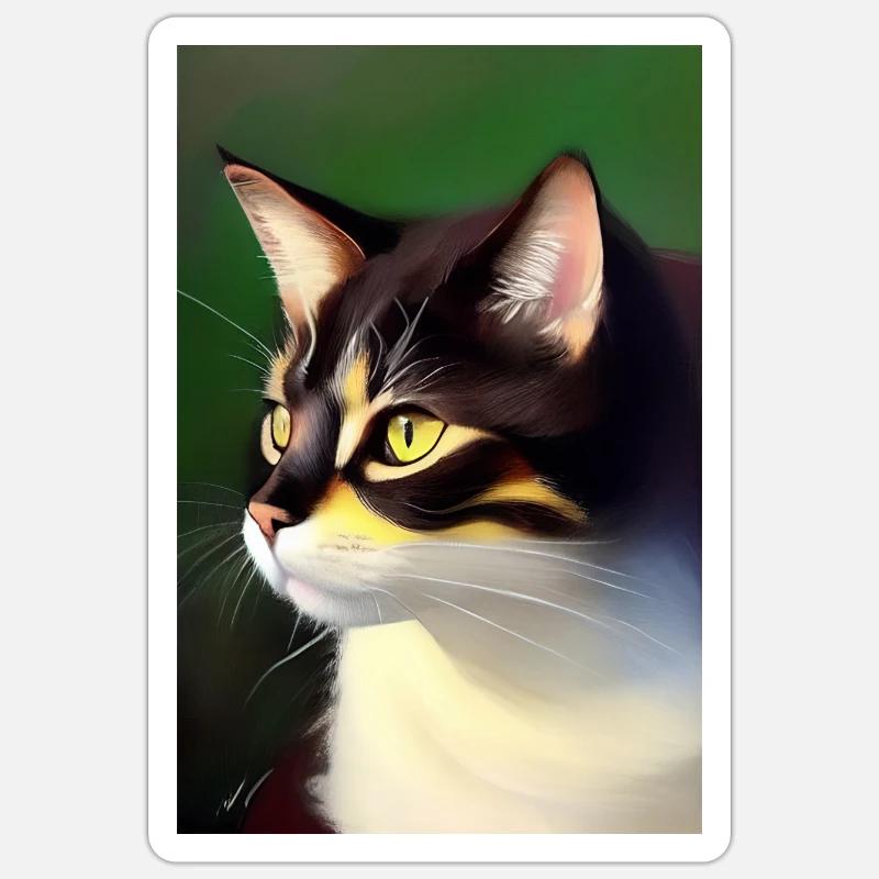 Image du chat - Sticker taille S (10 x 10 cm) - blanc mat