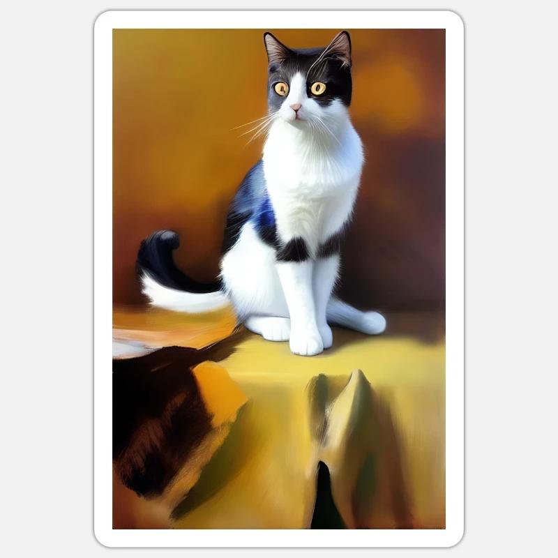 Image du chat - Sticker taille S (10 x 10 cm) - blanc mat