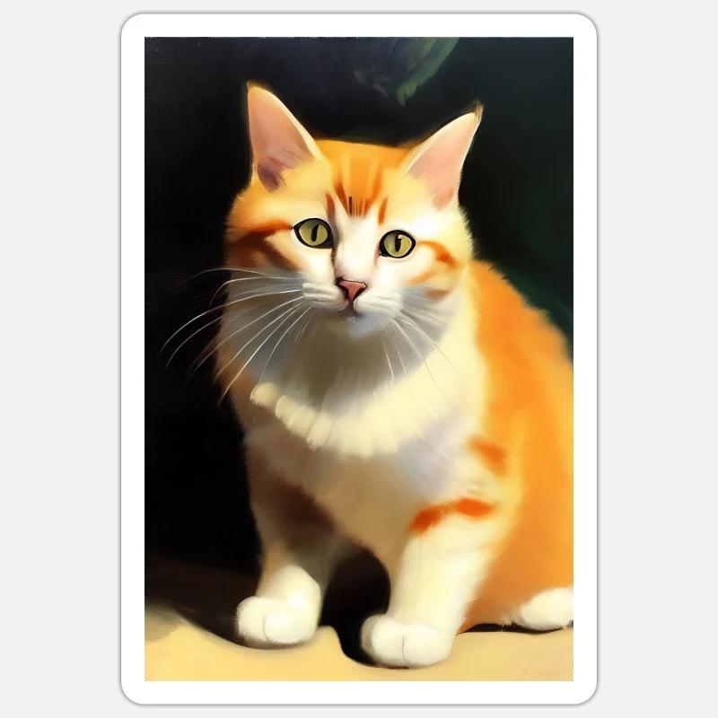 Image du chat - Sticker taille S (10 x 10 cm) - blanc mat