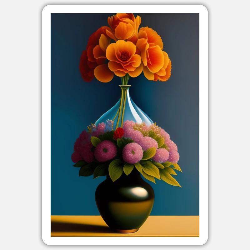 bouquet de fleurs - Sticker taille S (10 x 10 cm) - blanc mat