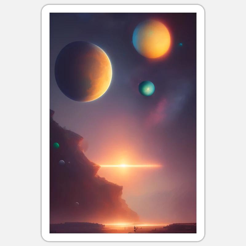 Space, Planets - Sticker size S (10 x 10 cm) - white matte