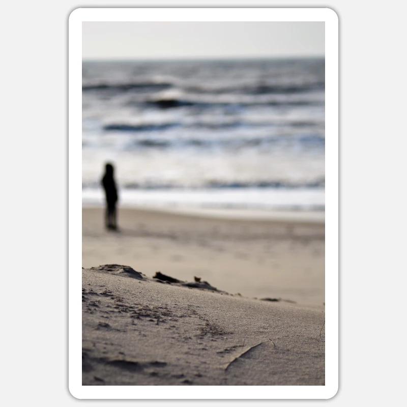 Strand in Dänemark - Sticker Größe S (10 x 10 cm) - Mattweiß