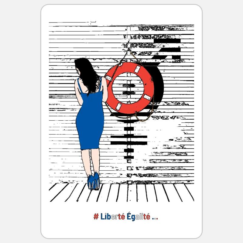 #LibertéÉgalité... - Sticker taille S (10 x 10 cm) - blanc mat