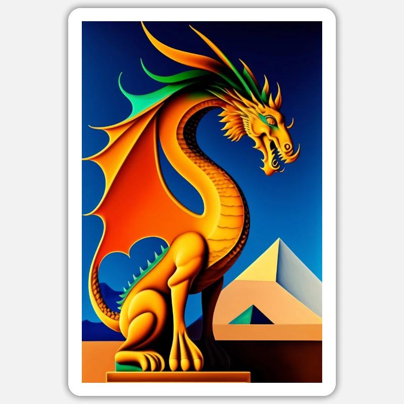 dragon et pyramide Sticker taille S (10 x 10 cm)
