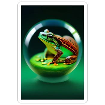 Frosch in einer Kugel - Sticker Größe S (10 x 10 cm) - Mattweiß - Vorne