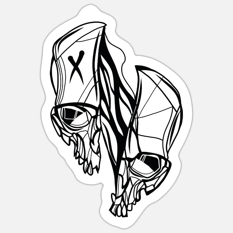Split Skull // Illustration - Sticker size S (10 x 10 cm) - white matte