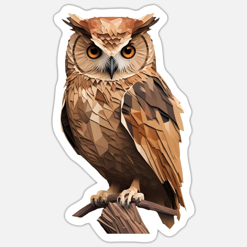 Low Poly Eule Sticker Größe S (10 x 10 cm)