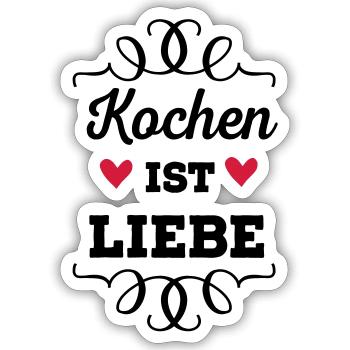 Kochen ist Liebe - Sticker Größe S (10 x 10 cm) - Mattweiß - Vorne