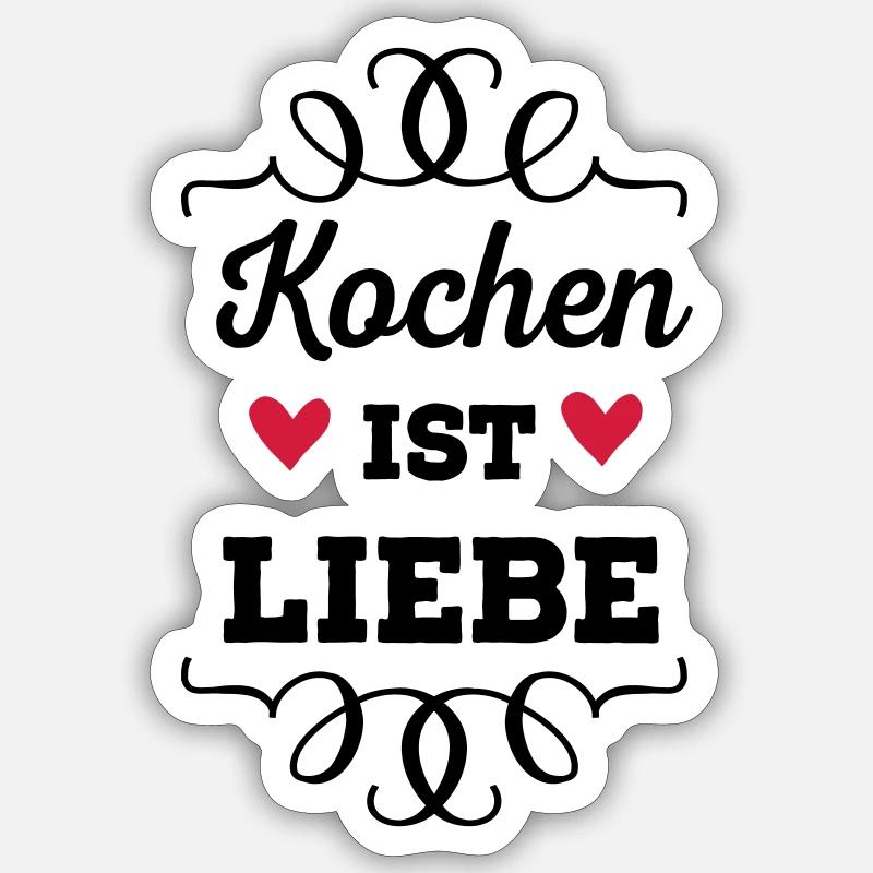 Kochen ist Liebe Sticker Größe S (10 x 10 cm)