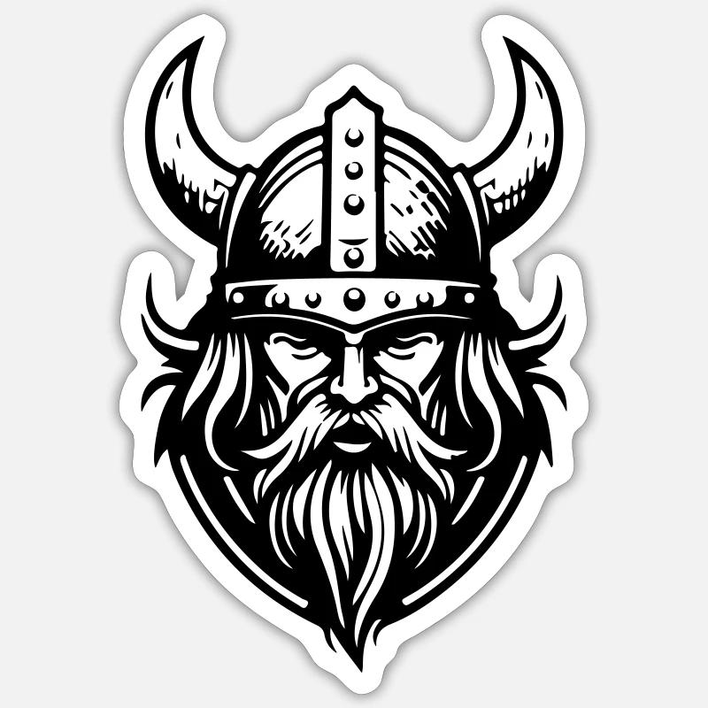 Casque Viking Guerrier Valhalla - Sticker taille S (10 x 10 cm) - blanc mat