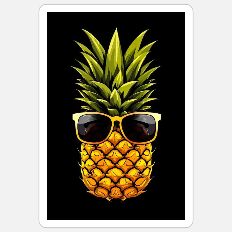 Ananas mit Sonnenbrille - Sticker Größe S (10 x 10 cm) - Mattweiß
