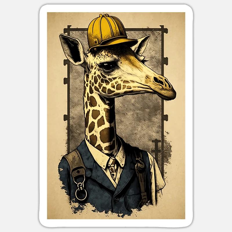Working Class Giraffe - Sticker size S (10 x 10 cm) - white matte