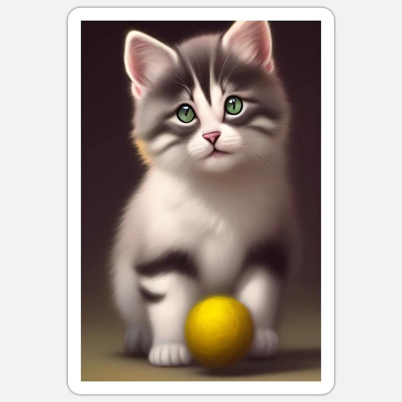 Bébé chat - Sticker taille S (10 x 10 cm) - blanc mat