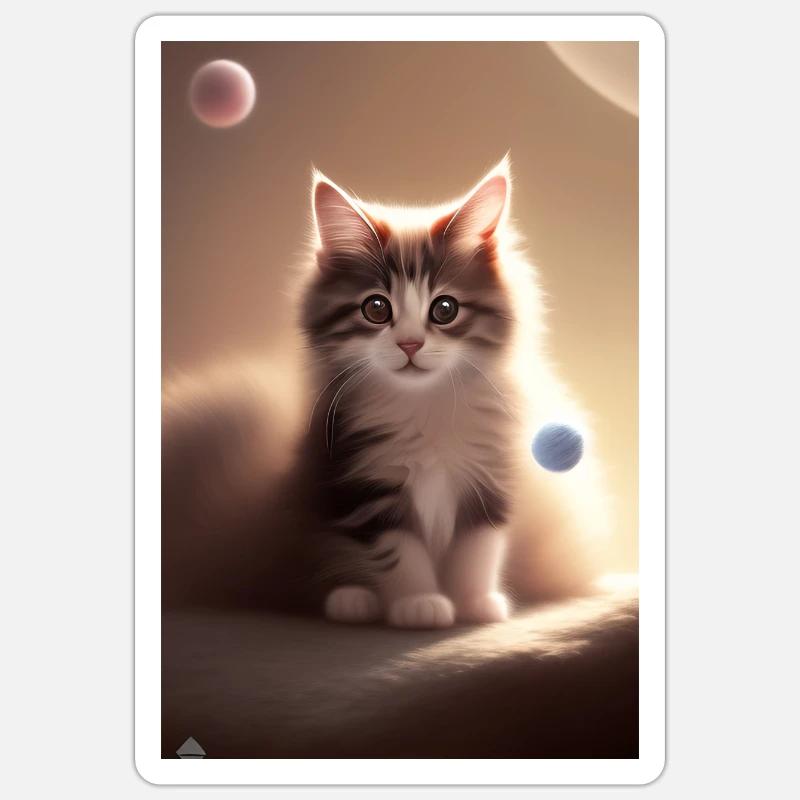 Bébé chat - Sticker taille S (10 x 10 cm) - blanc mat