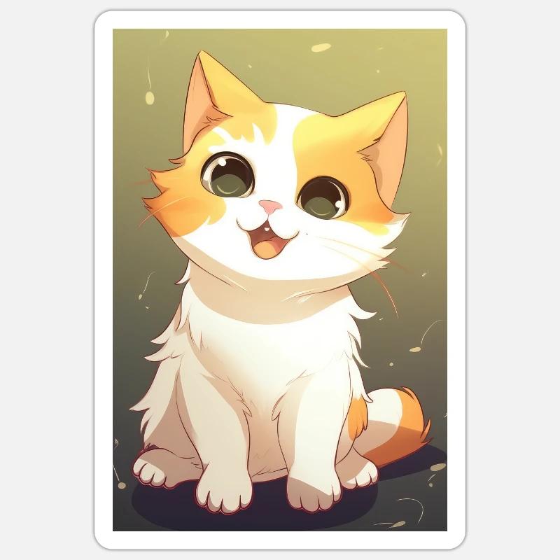 Drôle de chat - Sticker taille S (10 x 10 cm) - blanc mat