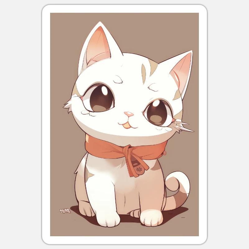 Drôle de chat - Sticker taille S (10 x 10 cm) - blanc mat