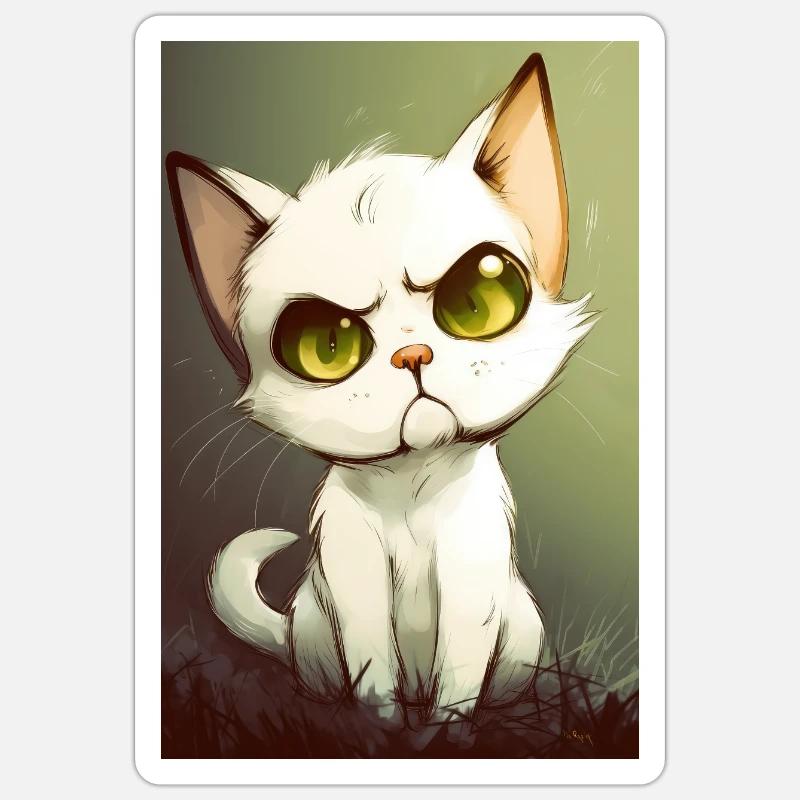 Drôle de chat - Sticker taille S (10 x 10 cm) - blanc mat